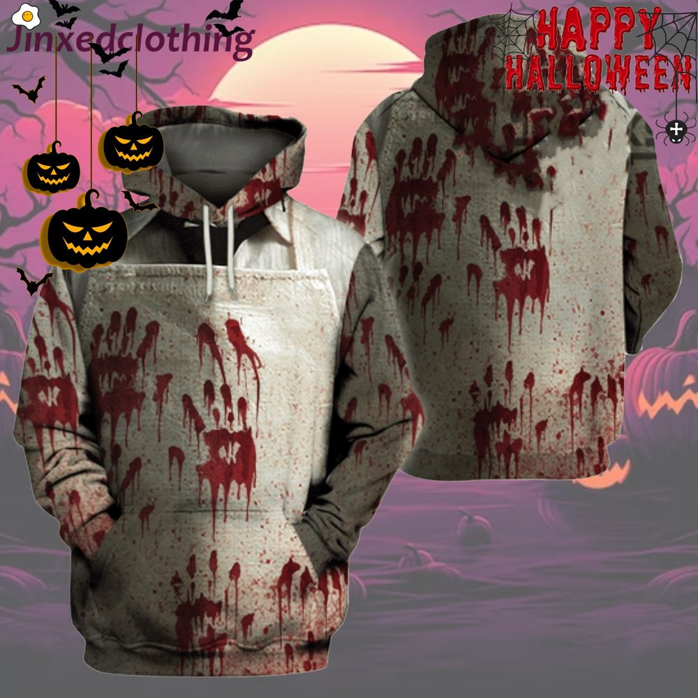 Leatherface Costume All Over Printed Hoodie T-shirt Sweatshirt Leatherface Halloween Costume Leatherface Chainsaw Full Printed T-shirt 